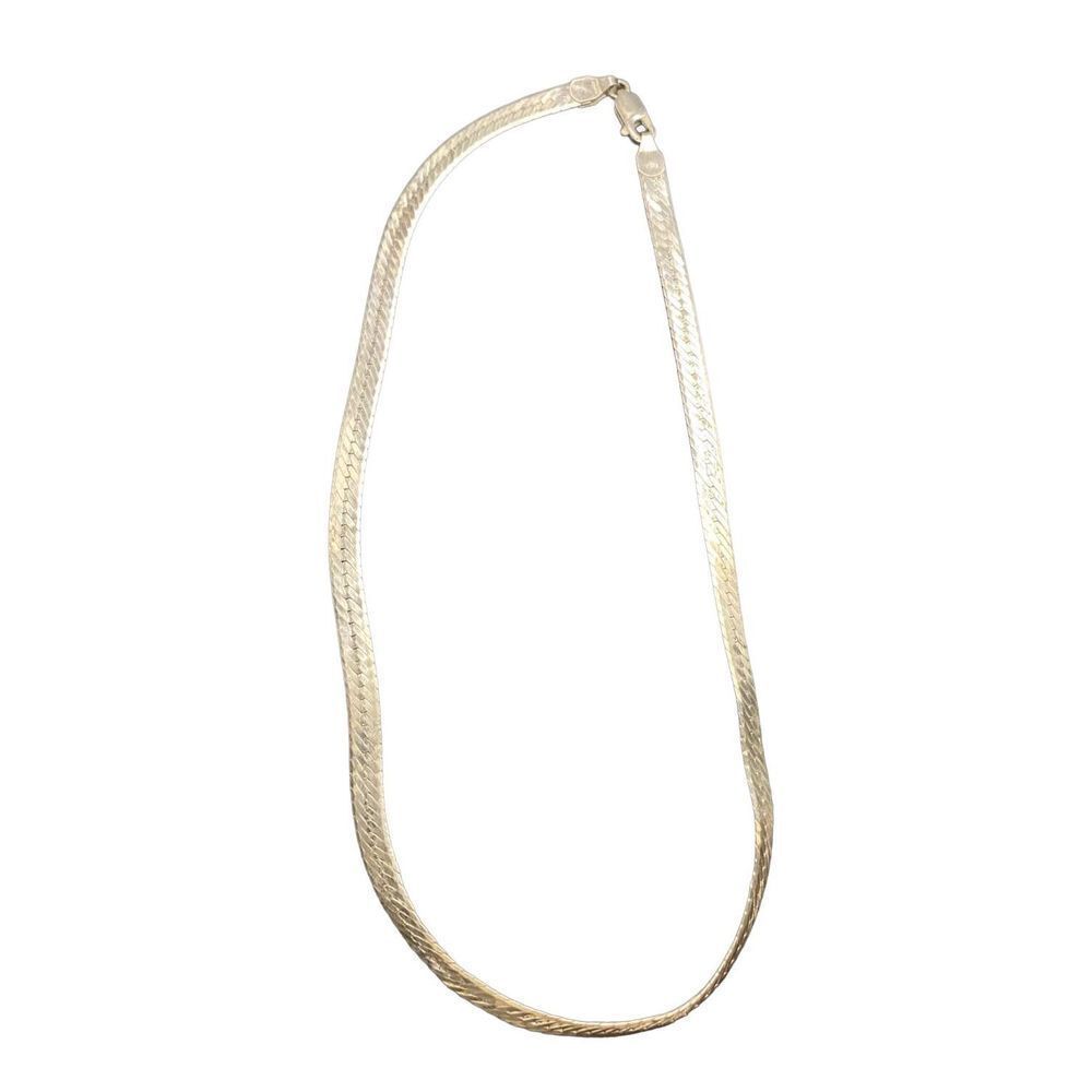 Sterling silver 925 herringbone circles reversible chain 16” chain 5mm wide